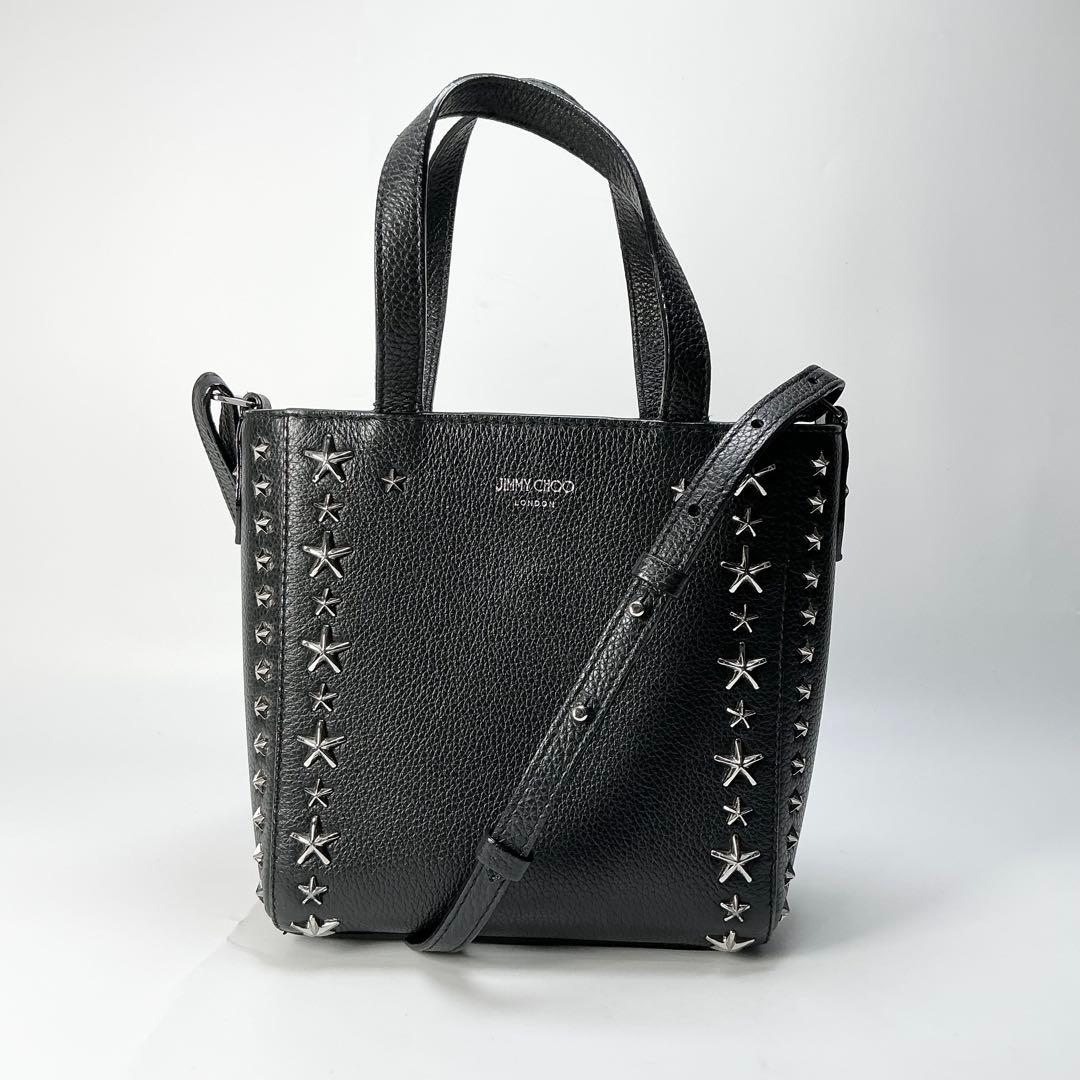 JIMMY CHOO　ミニペガシ2wayトートバッグ　スタースタッズ
