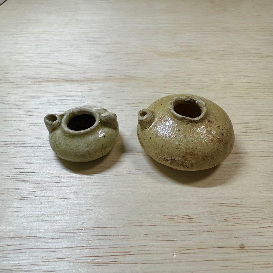 古瀬戸 水滴 灰釉 室町時代 茶入 茶道具 黄瀬戸 油揚手 古美術 骨董 民藝