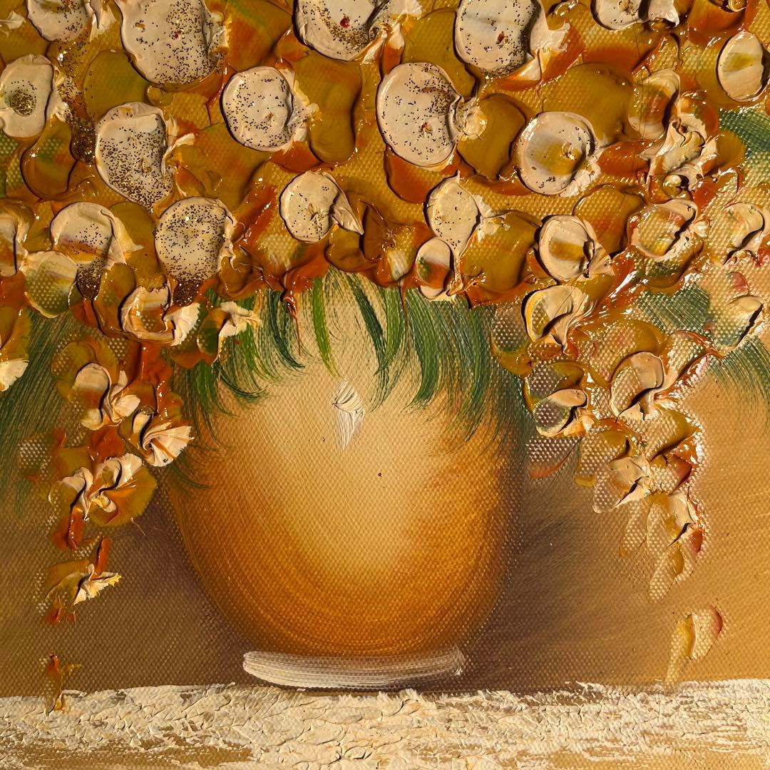 アサヒ 手書き油絵 花瓶の花 2点