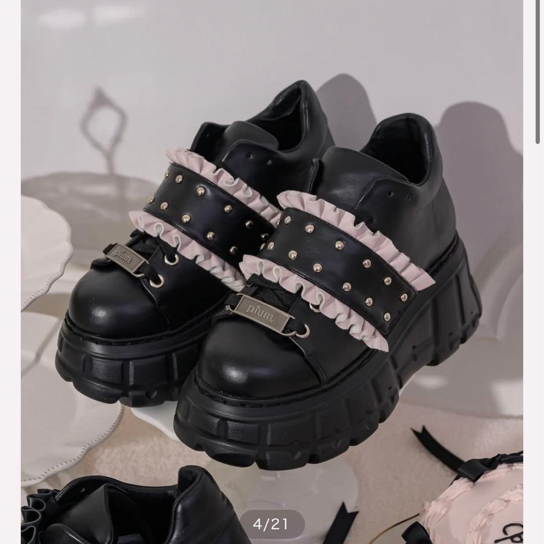 piumフリルベルトボリュームスニーカー‪‪ ピンクMサイズ ぴうむ 箱あり