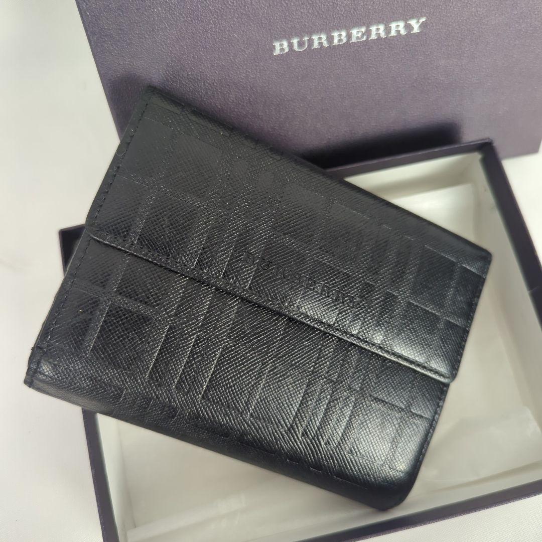 【美品】BURBERRY バーバリー がま口 チェック 二つ折り 財布