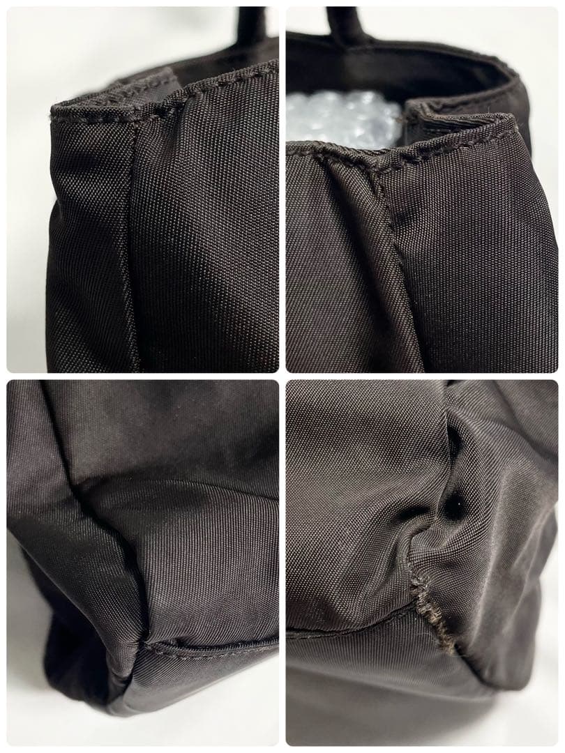 プラダ トートバッグ ハンドバッグ ナイロン 三角ロゴ 金具 肩掛け 大容量 茶