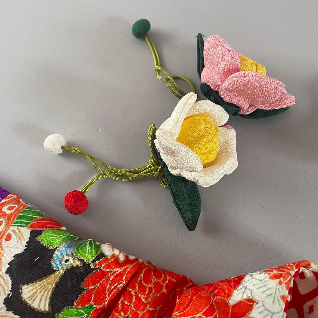 七五三　5歳　レトロお着物セット　髪飾り付き