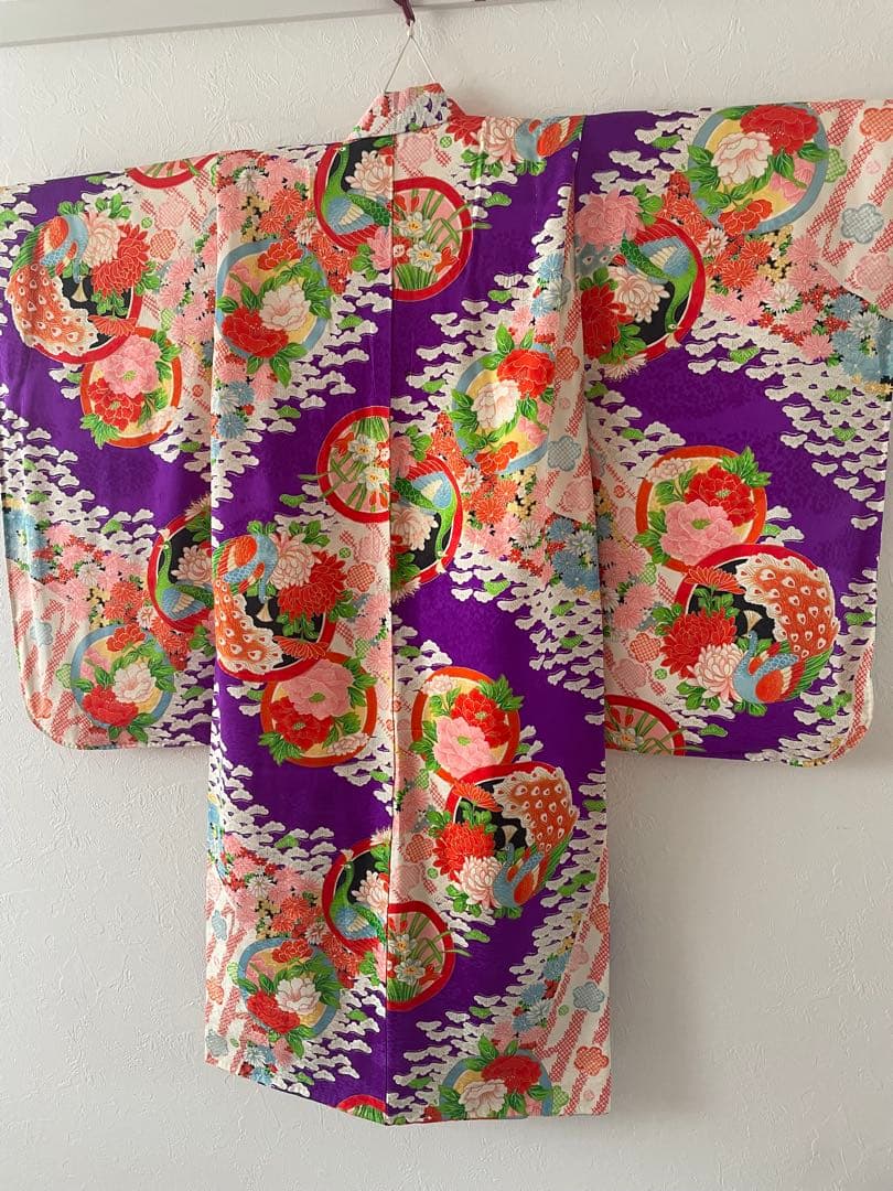 七五三　5歳　レトロお着物セット　髪飾り付き