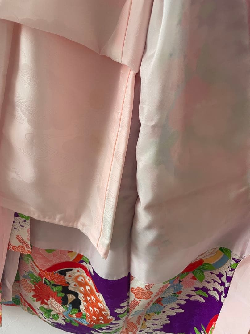 七五三　5歳　レトロお着物セット　髪飾り付き