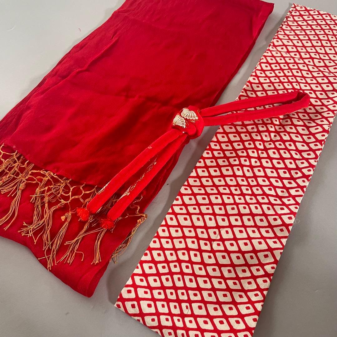 七五三　5歳　レトロお着物セット　髪飾り付き