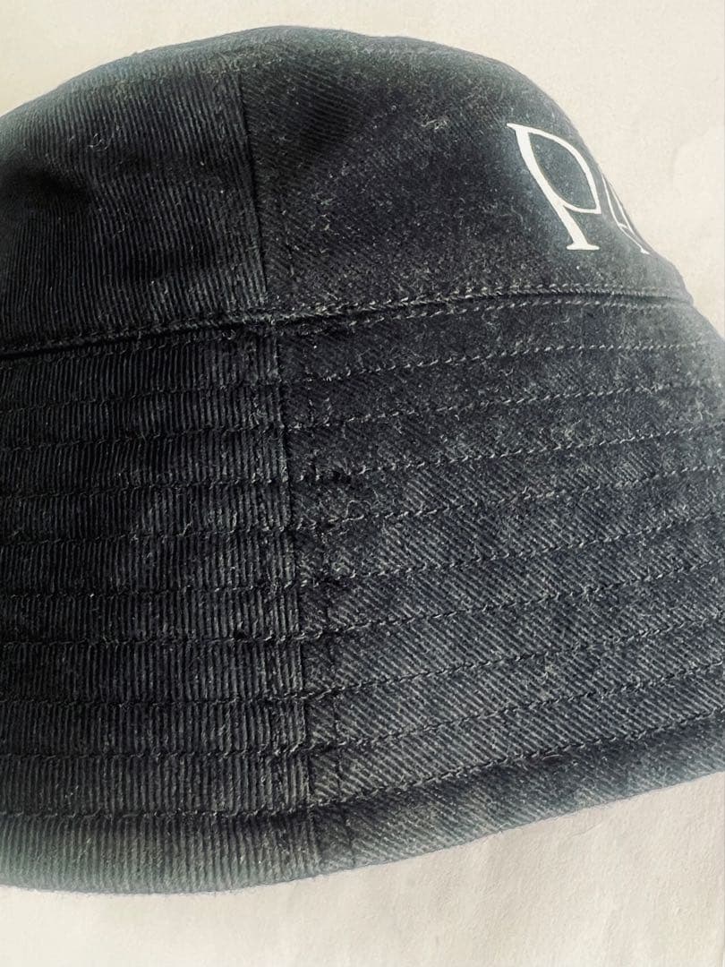 PATOU パトゥ　バケットハット　ブラック　ホワイトロゴ　コットン　Mサイズ