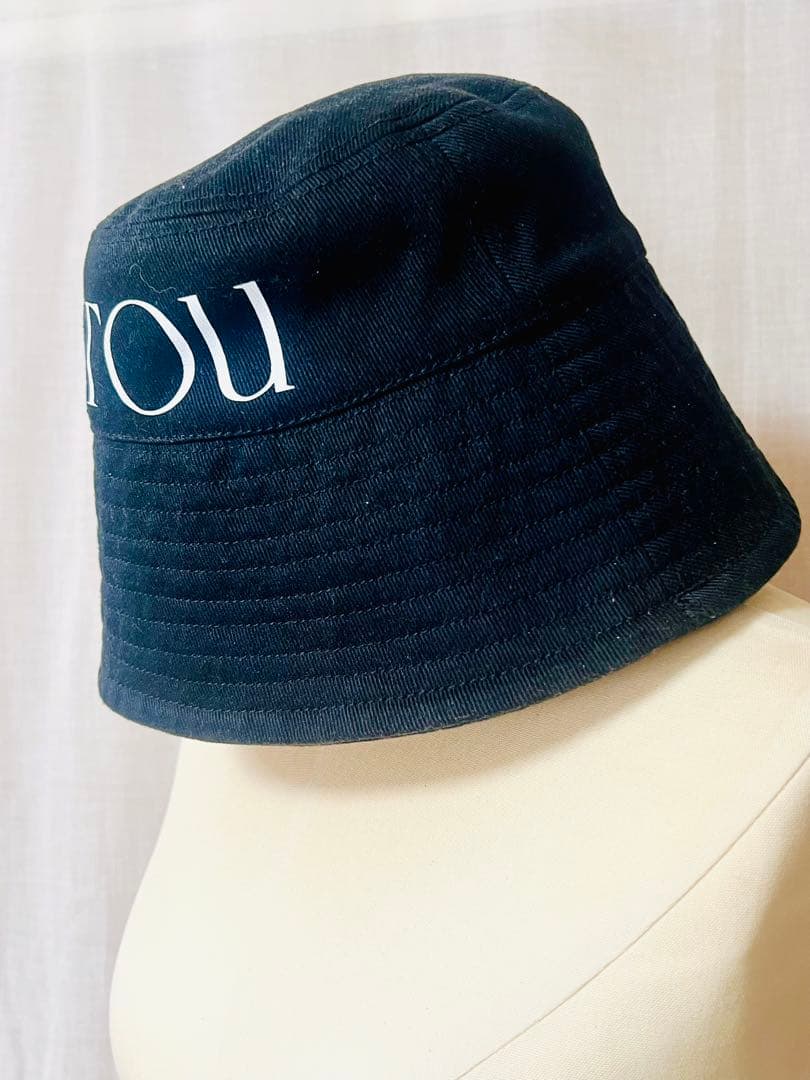 PATOU パトゥ　バケットハット　ブラック　ホワイトロゴ　コットン　Mサイズ