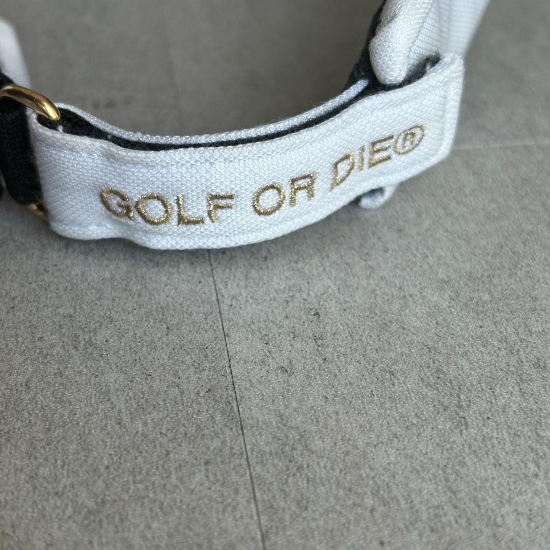 【マークアンドロナ】人気立体スカルロゴ×リボン付き ゴルフサンバイザー ホワイト