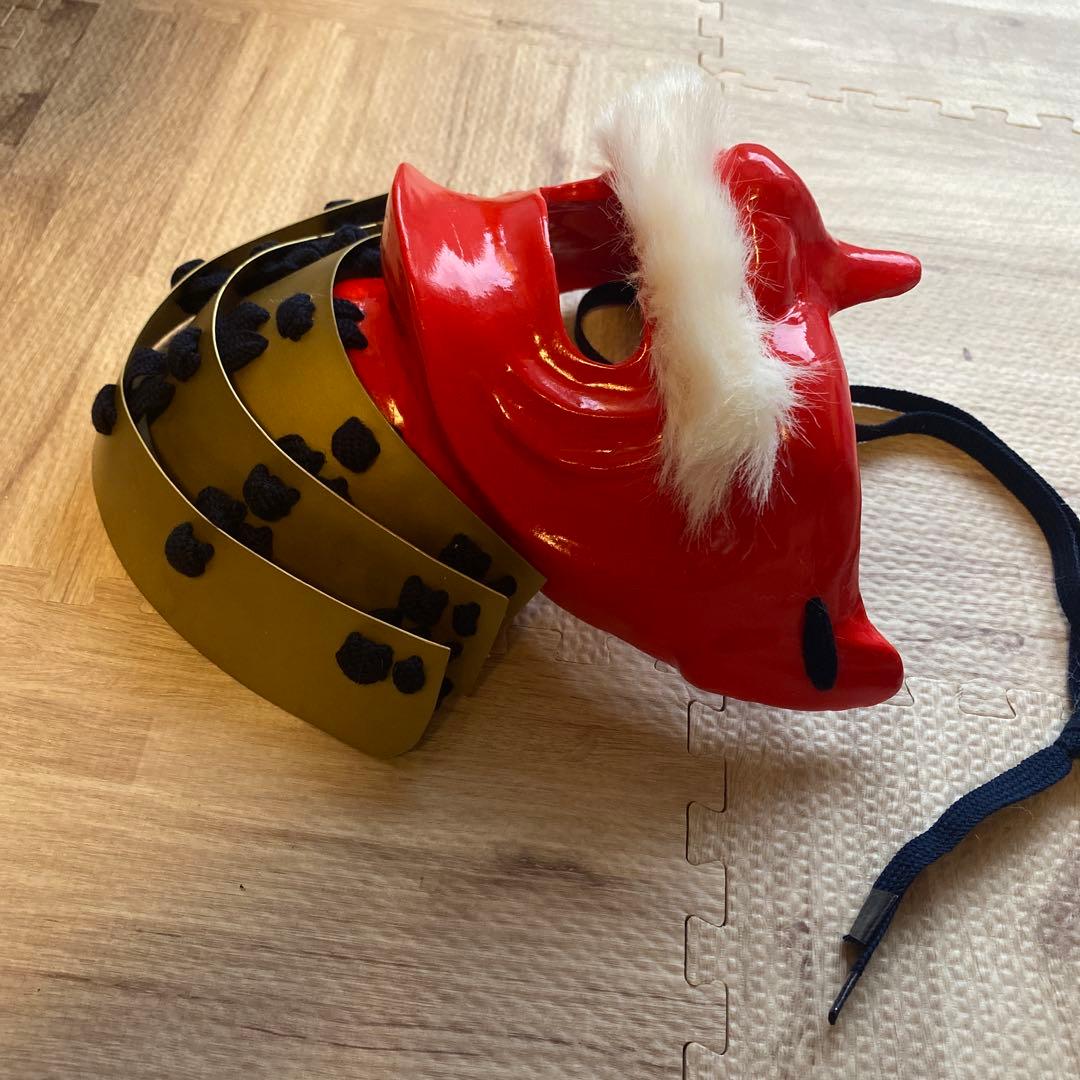 【着用可能】手作り面頬　武具　鎧兜　甲冑　等身大　半頬　ハンドメイド　軽量　お面