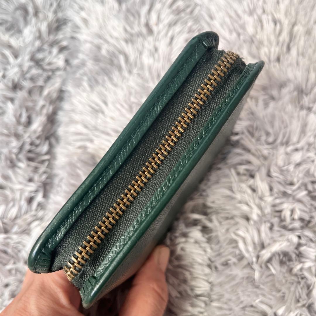 ルイヴィトン　ポルトビエモネジップ　タイガ　折り財布　ラウンドジップ　グリーン