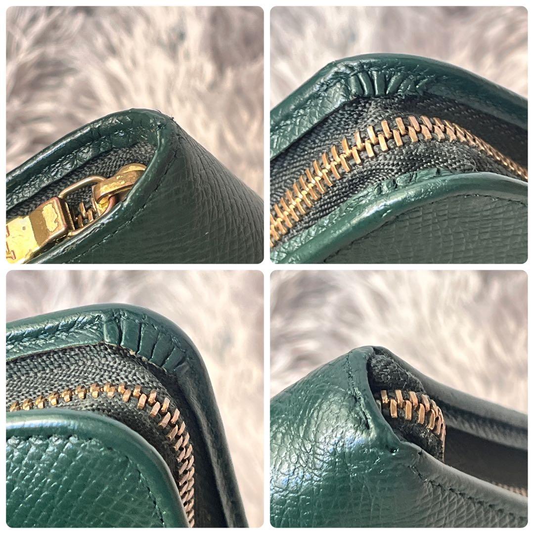 ルイヴィトン　ポルトビエモネジップ　タイガ　折り財布　ラウンドジップ　グリーン