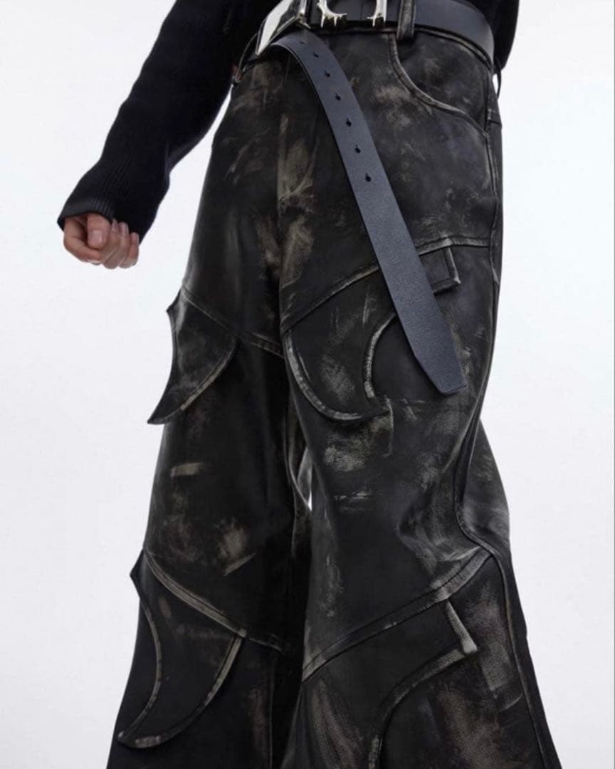 【早い者勝ち】opiumフレアレザーパンツ　leatherflare y2k