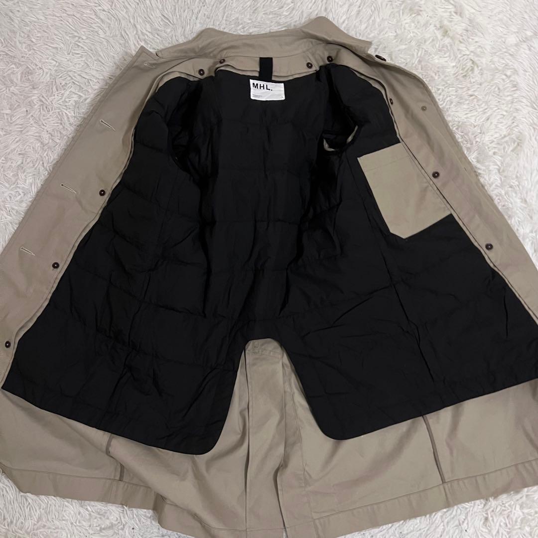 美品✨MHL.22AW ステンカラーコート ダウンライナー 脱着 ベージュ系 S
