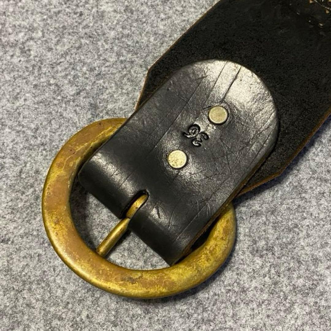 D.O.A DOA HTC ヴィンテージ スタッズ ワイド レザー ベルト 36