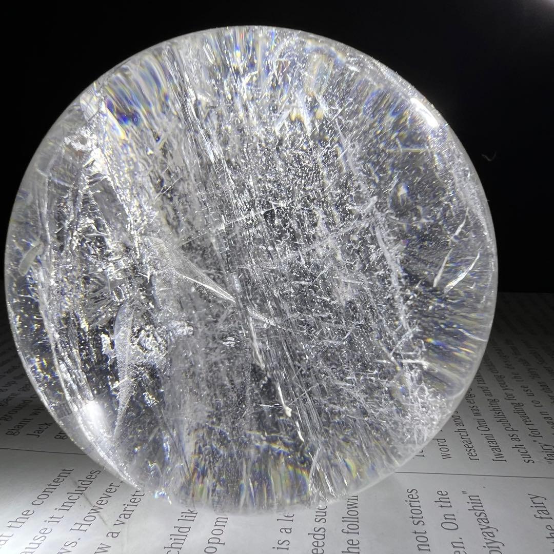 ✳️☆逸品☆透明度とギラギラ煌めくクラックと虹‼️✨レインボー 水晶 丸玉 天然石