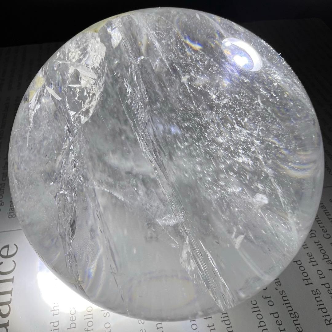 ✳️☆逸品☆透明度とギラギラ煌めくクラックと虹‼️✨レインボー 水晶 丸玉 天然石