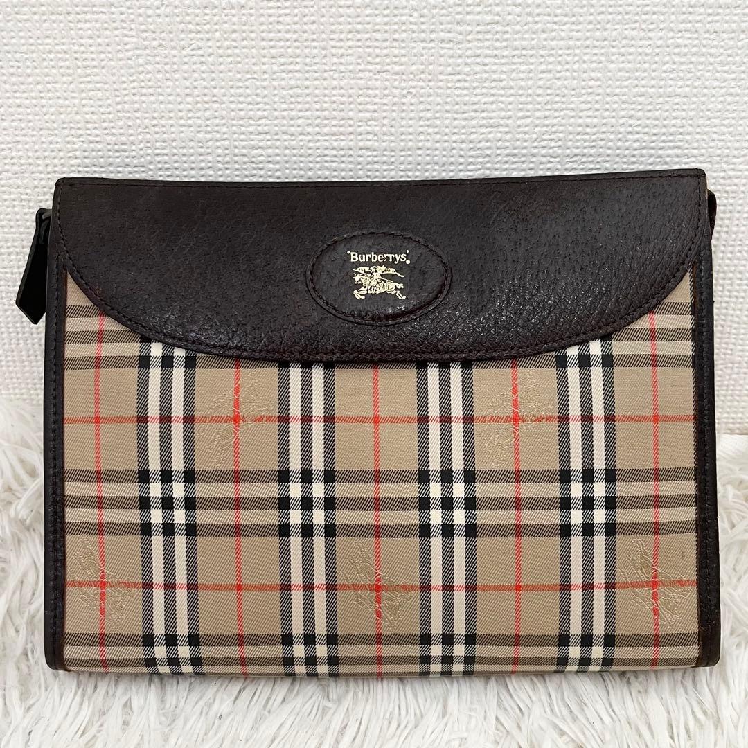 ✨極美品✨バーバリー　クラッチバッグ　小物入れ　ノバチェック　フラップ
