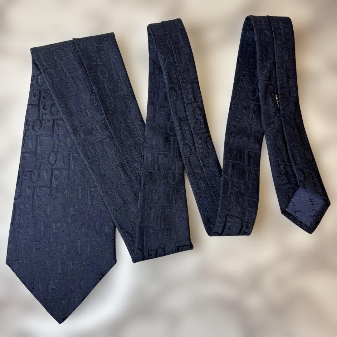 【極美品✨】Dior ネクタイ　ネイビー　紺　オブリーク　トロッター