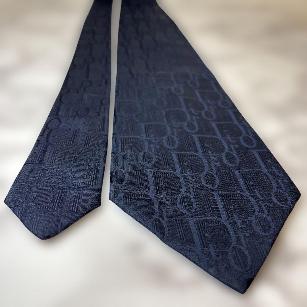 【極美品✨】Dior ネクタイ　ネイビー　紺　オブリーク　トロッター