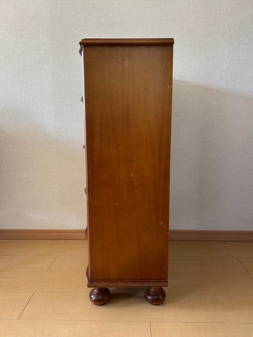 イタリア アンティーク調 丸脚5段チェスト