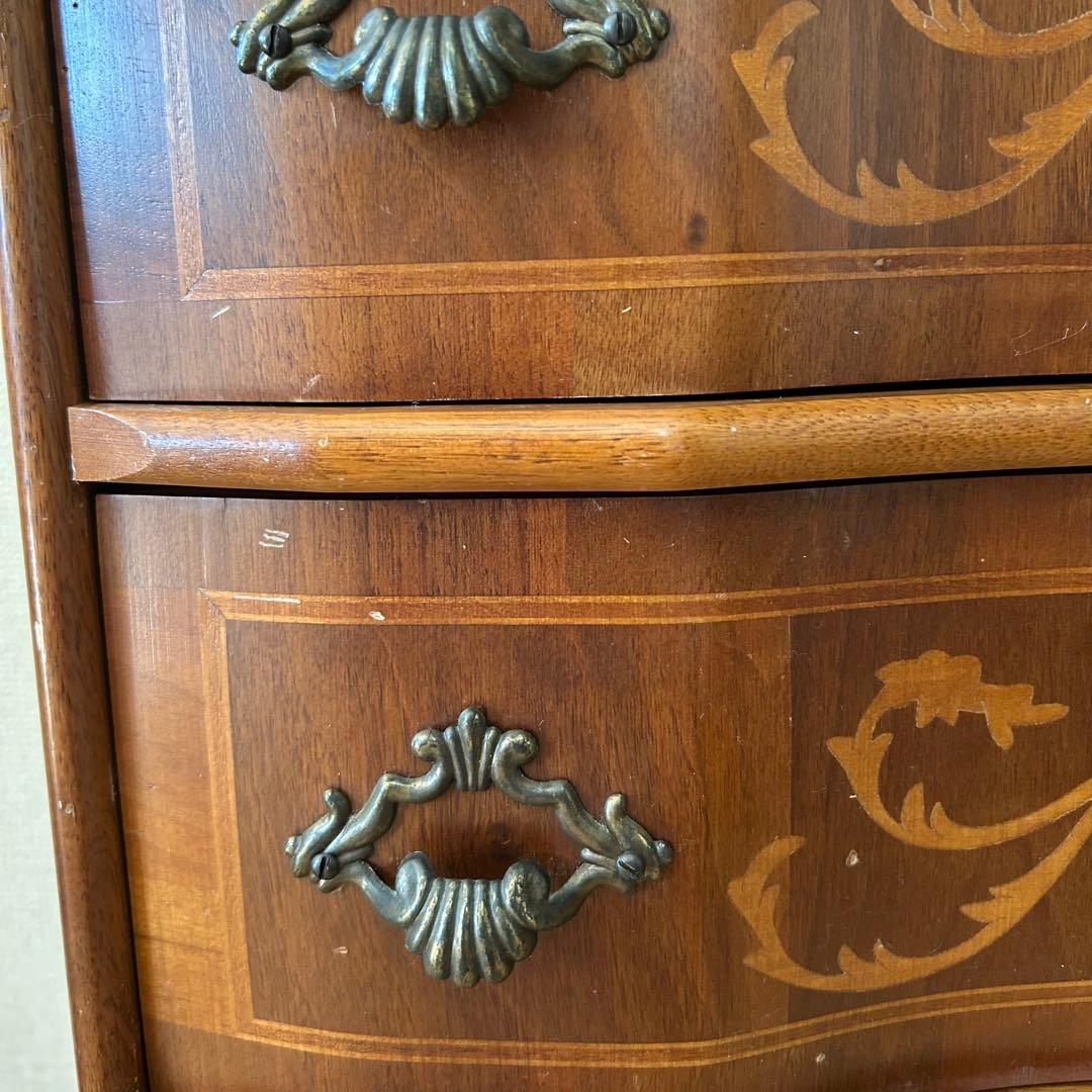 イタリア アンティーク調 丸脚5段チェスト