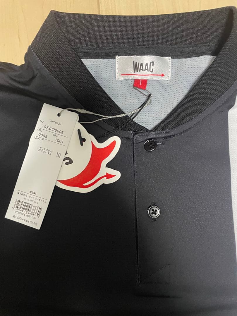 新品未使用　WAAC ポロシャツ 黒白 ジグザグデザイン　サイズS