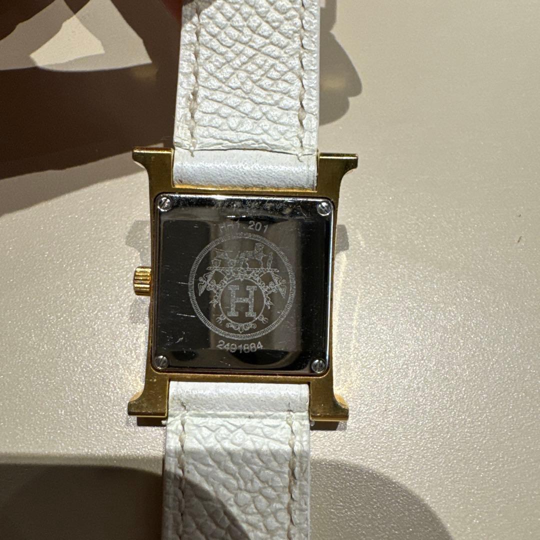HERMES ホワイトレザー 腕時計