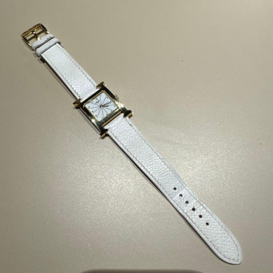 HERMES ホワイトレザー 腕時計