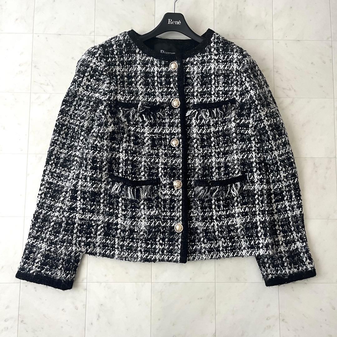 美品♡ダイアグラム グレースコンチネンタル ツイード ニットジャケット 金ボタン