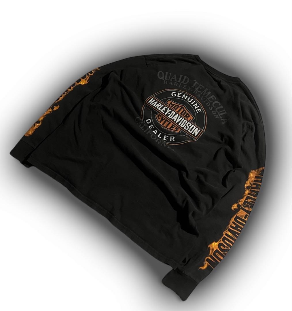 00s Harley-Davidson フレイム スカル ロンt vintage