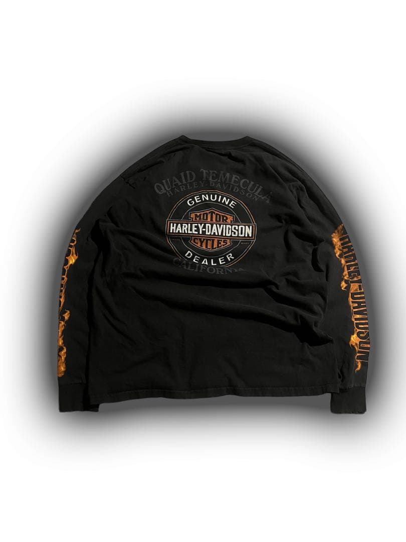 00s Harley-Davidson フレイム スカル ロンt vintage