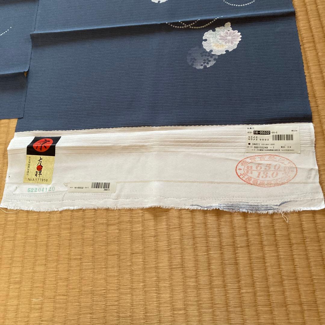 Woody京友禅振興協議会、正絹100% 絽　雪模様の中に可憐な花