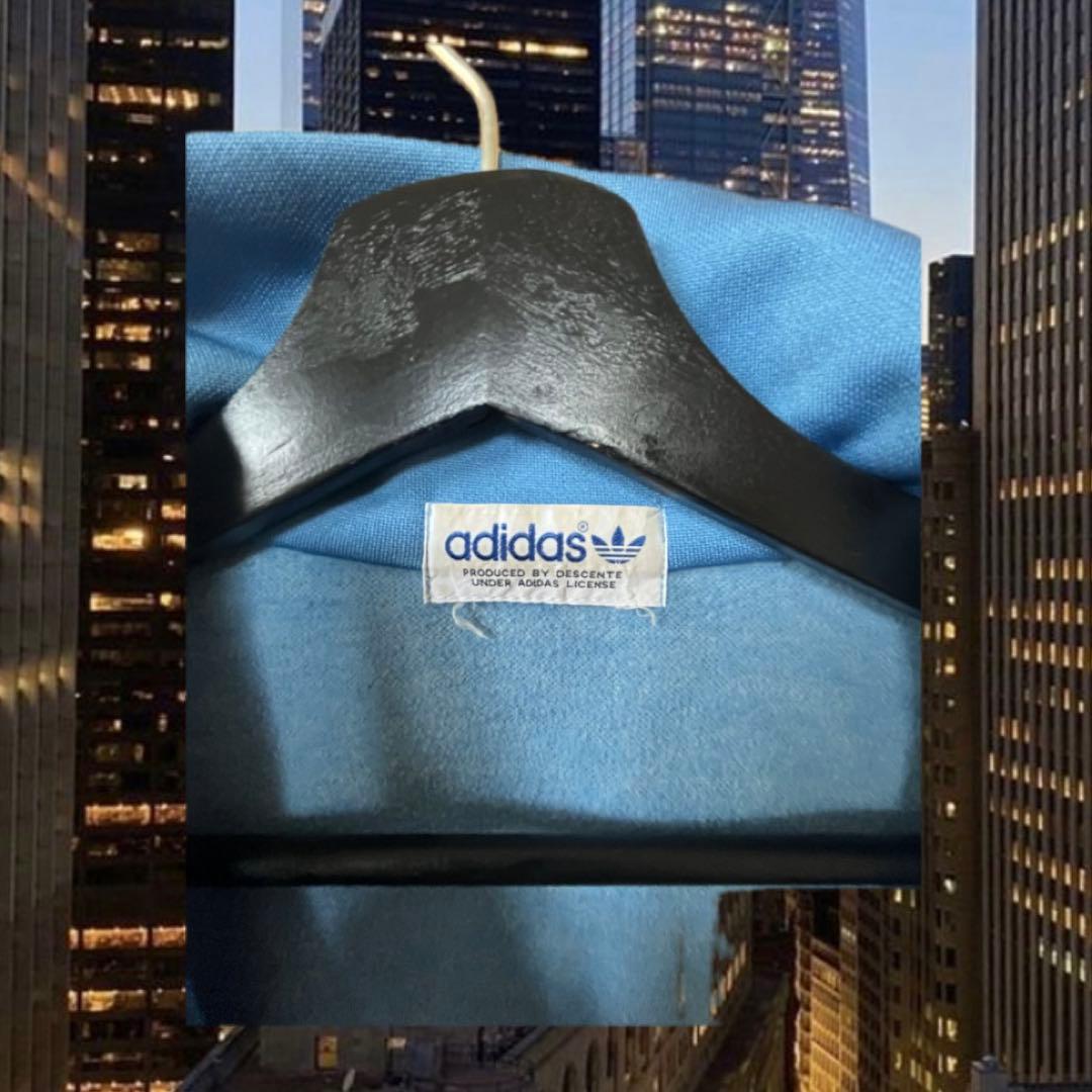 80s〜90s adidas デサント製 トラックジャケット L 水色×ネイビー