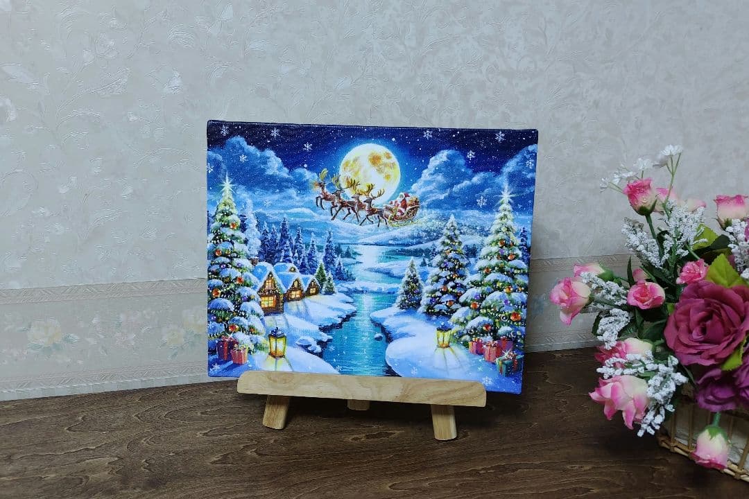 8*！様 【Happy Christmas】アクリル画 F3 風景画 絵画
