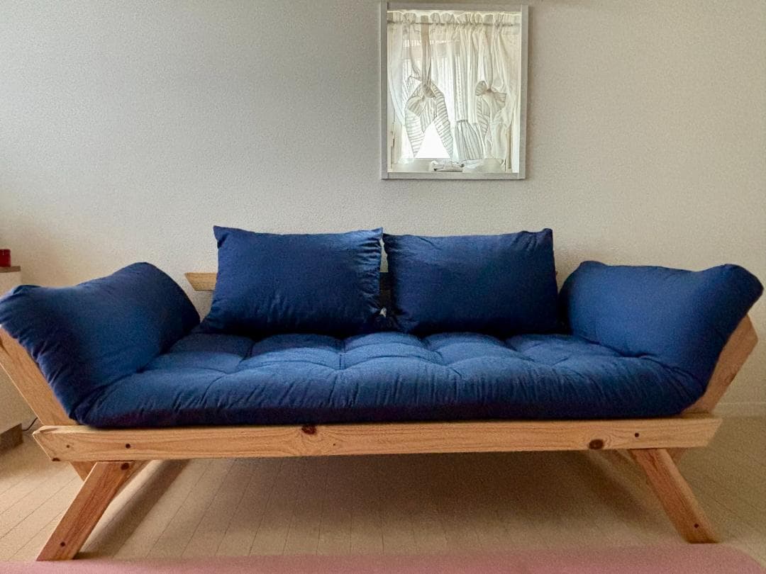 Norzy 北欧風 ソファベッド ネイビー カバー2枚付き たのメル便対応