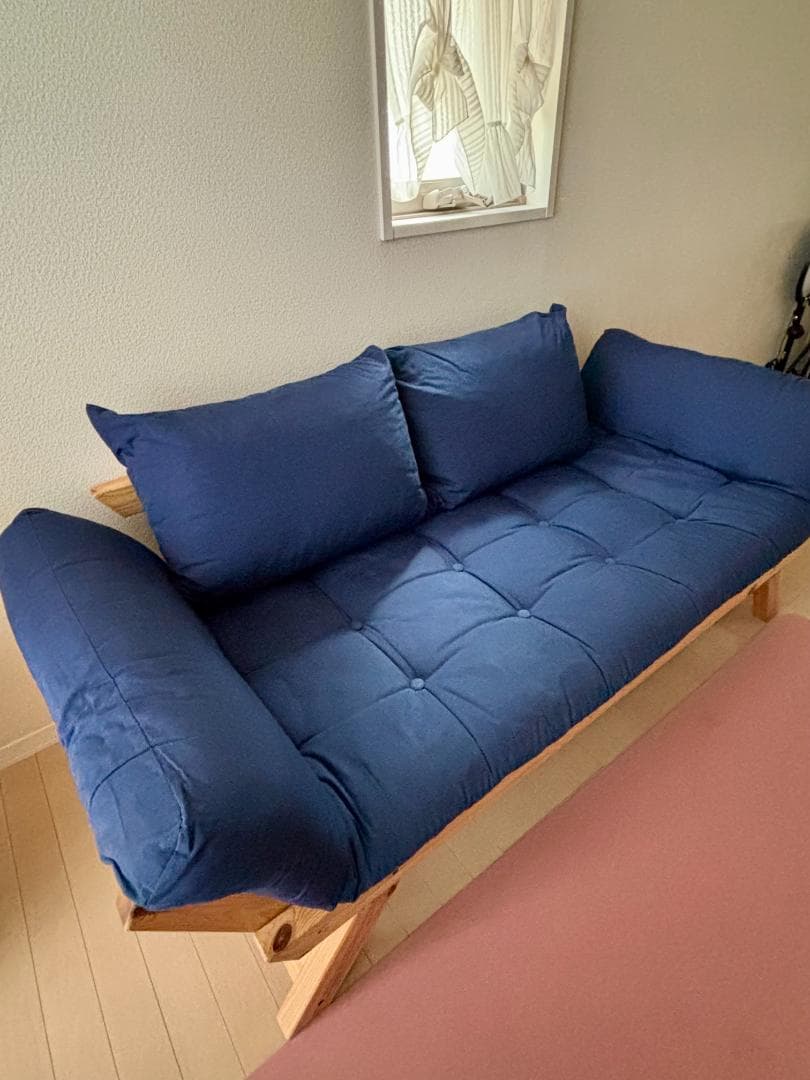 Norzy 北欧風 ソファベッド ネイビー カバー2枚付き たのメル便対応