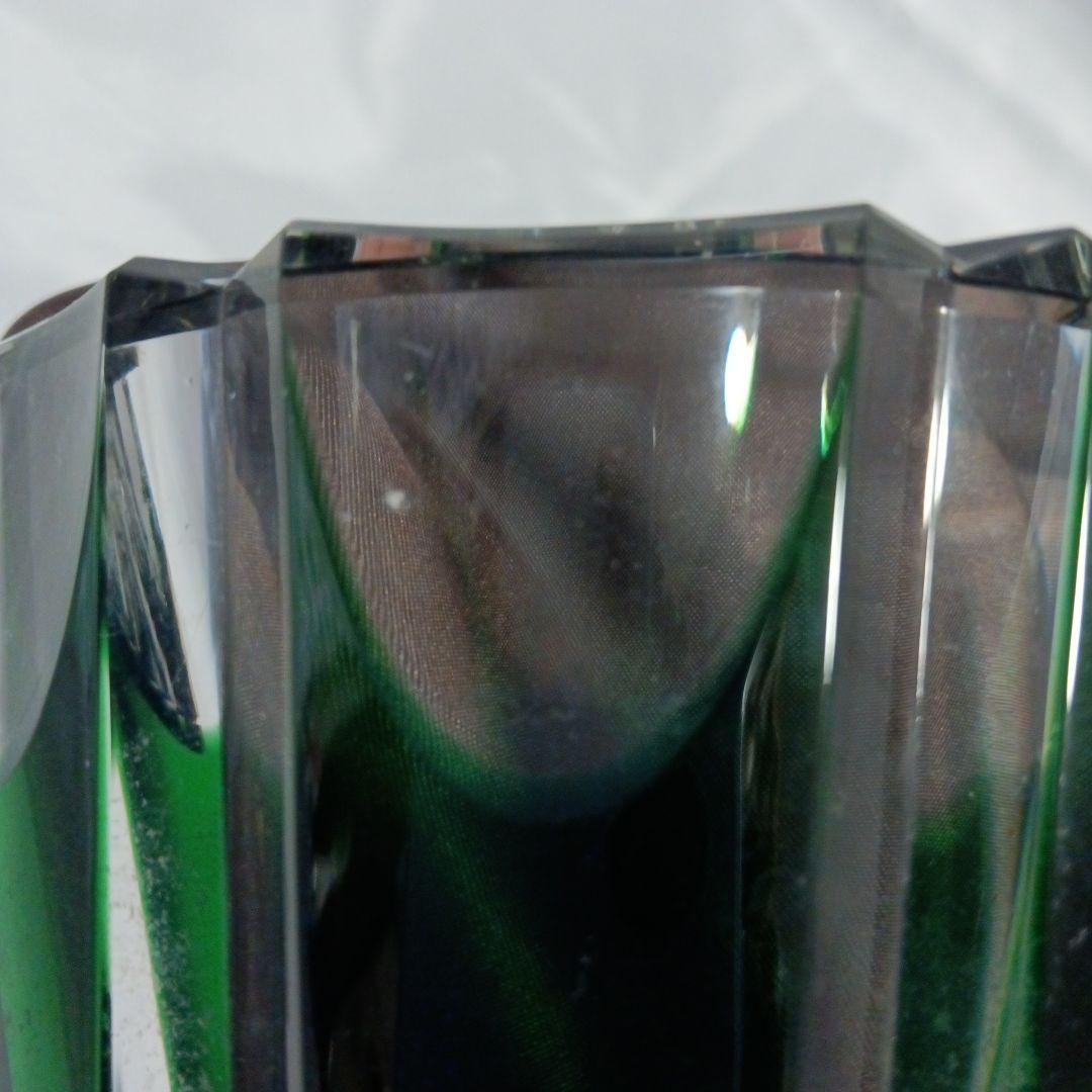 【最高級クリスタル】サンルイクリスタル　花瓶　フラワーベース　グリーン