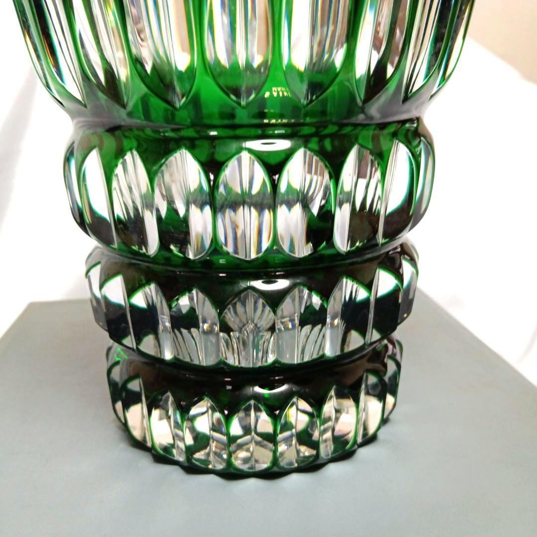 【最高級クリスタル】サンルイクリスタル　花瓶　フラワーベース　グリーン