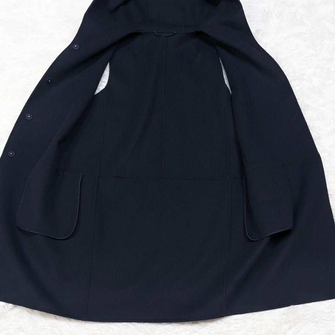 エスマックスマーラ クチートアマーノ ダブルフェイスロングジレ フード M 濃紺