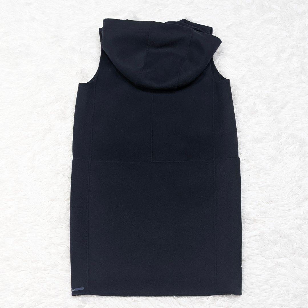 エスマックスマーラ クチートアマーノ ダブルフェイスロングジレ フード M 濃紺