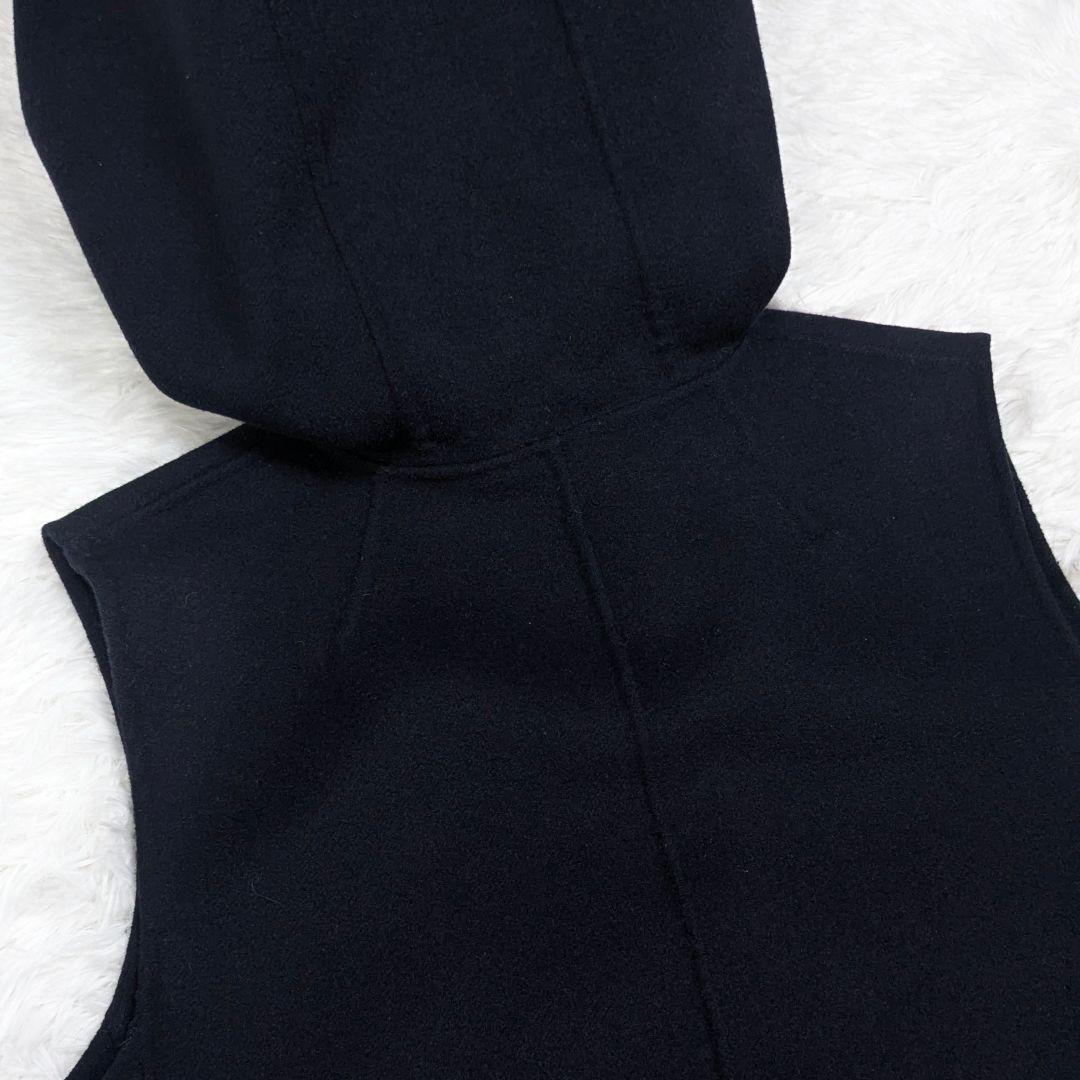 エスマックスマーラ クチートアマーノ ダブルフェイスロングジレ フード M 濃紺