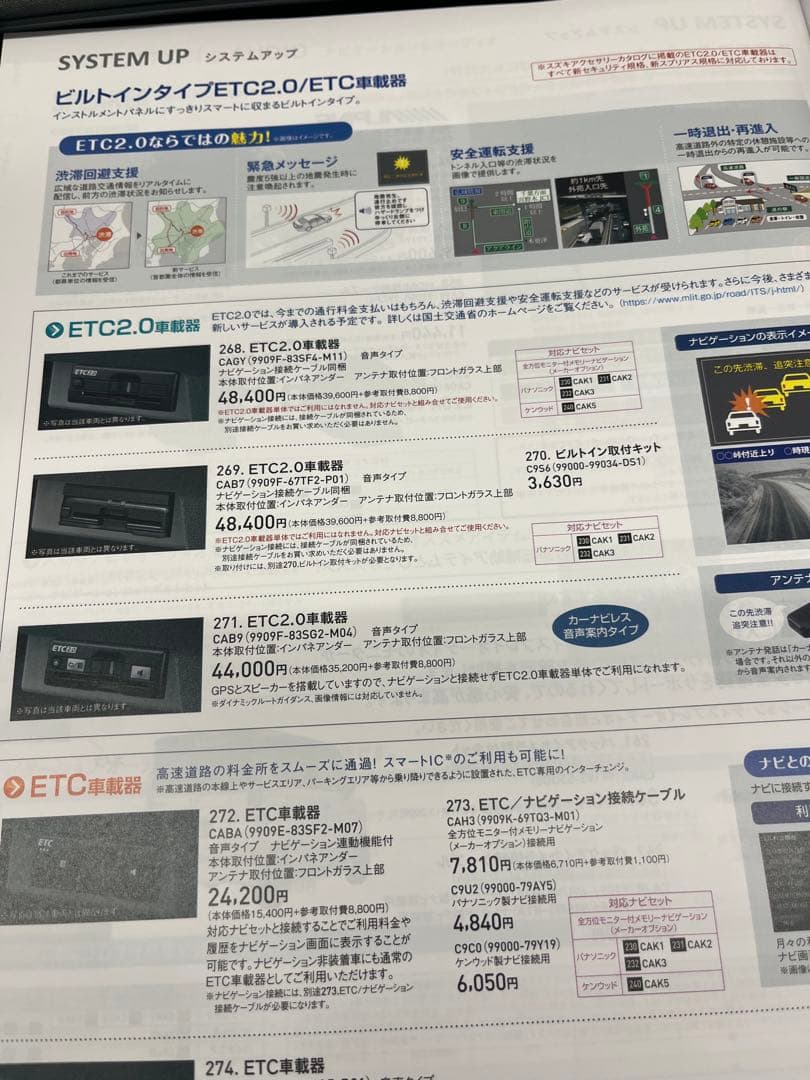 ETC2.0車載器　スズキ純正　ビルトイン取付けキット付き
