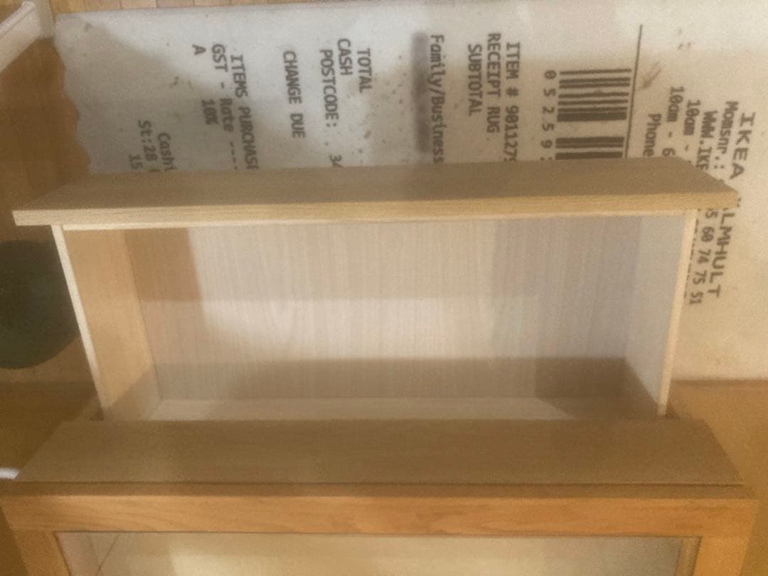 ナチュラルウッド 4段チェスト ガラス天板付き