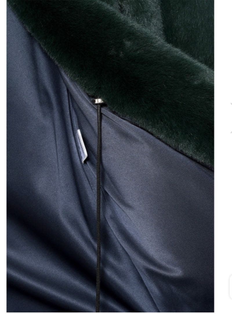 レモンプレット　ダークグリーン フード付きファーコート