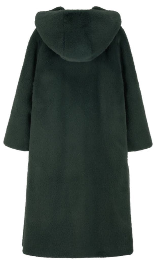 レモンプレット　ダークグリーン フード付きファーコート