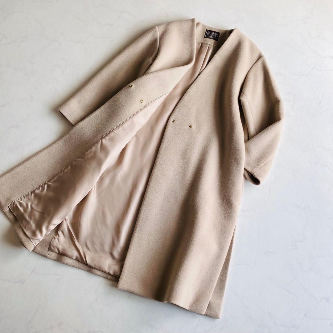 SHIPS IN.TES.PRA ウール カシミヤ ノーラペルコート ベージュ