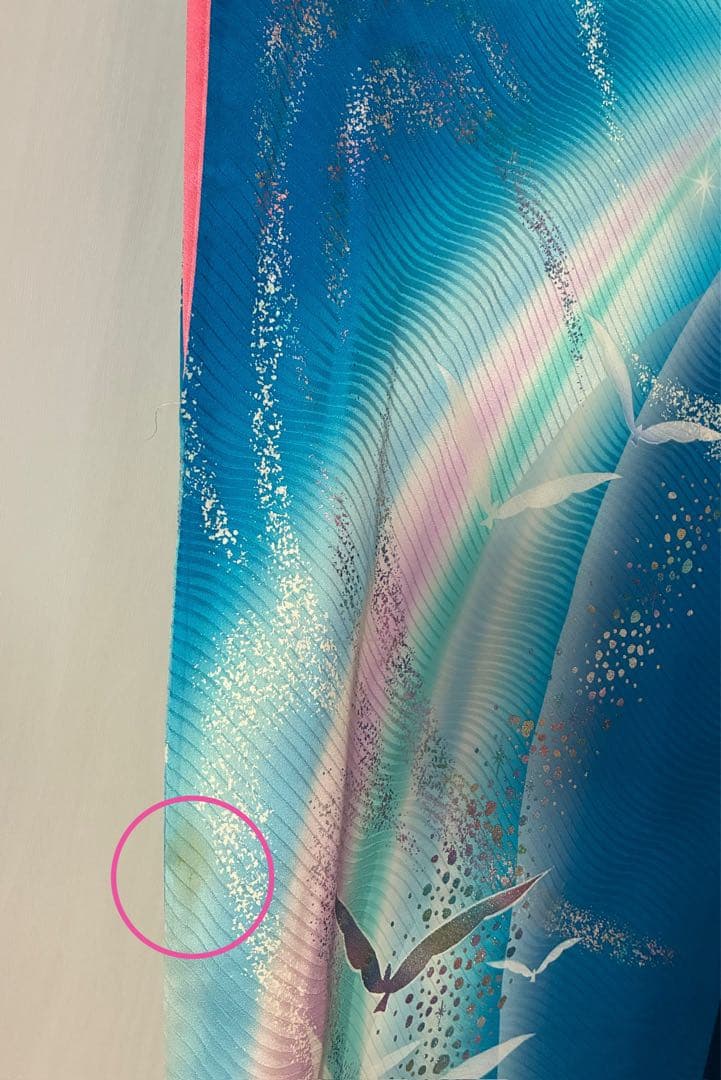 振袖一式セット　振袖/長襦袢/袋帯/他… 着丈160㎝以上　袖丈109㎝　ブルー