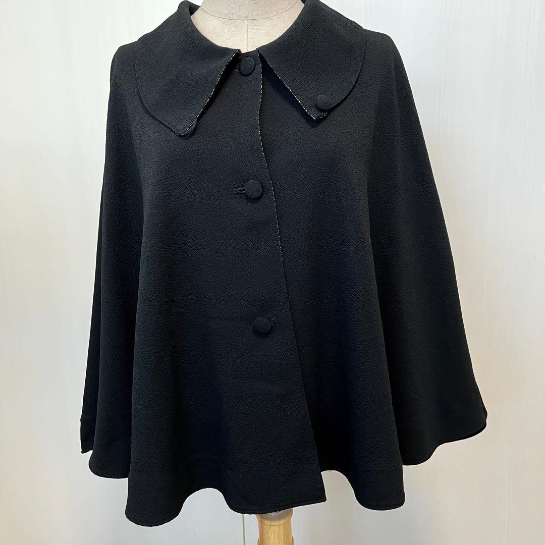 詩仙堂　日本製　ちりめん織　リバーシブル　ケープ　マント　花柄　未使用タグ付き