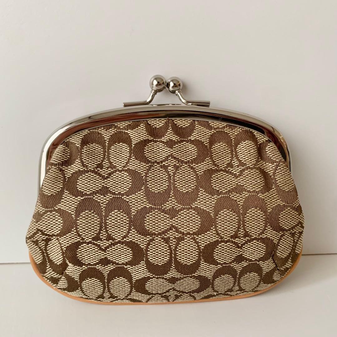 【COACH】コーチ　がま口　ポーチ　シグネチャー　ベージュ　新品　お財布